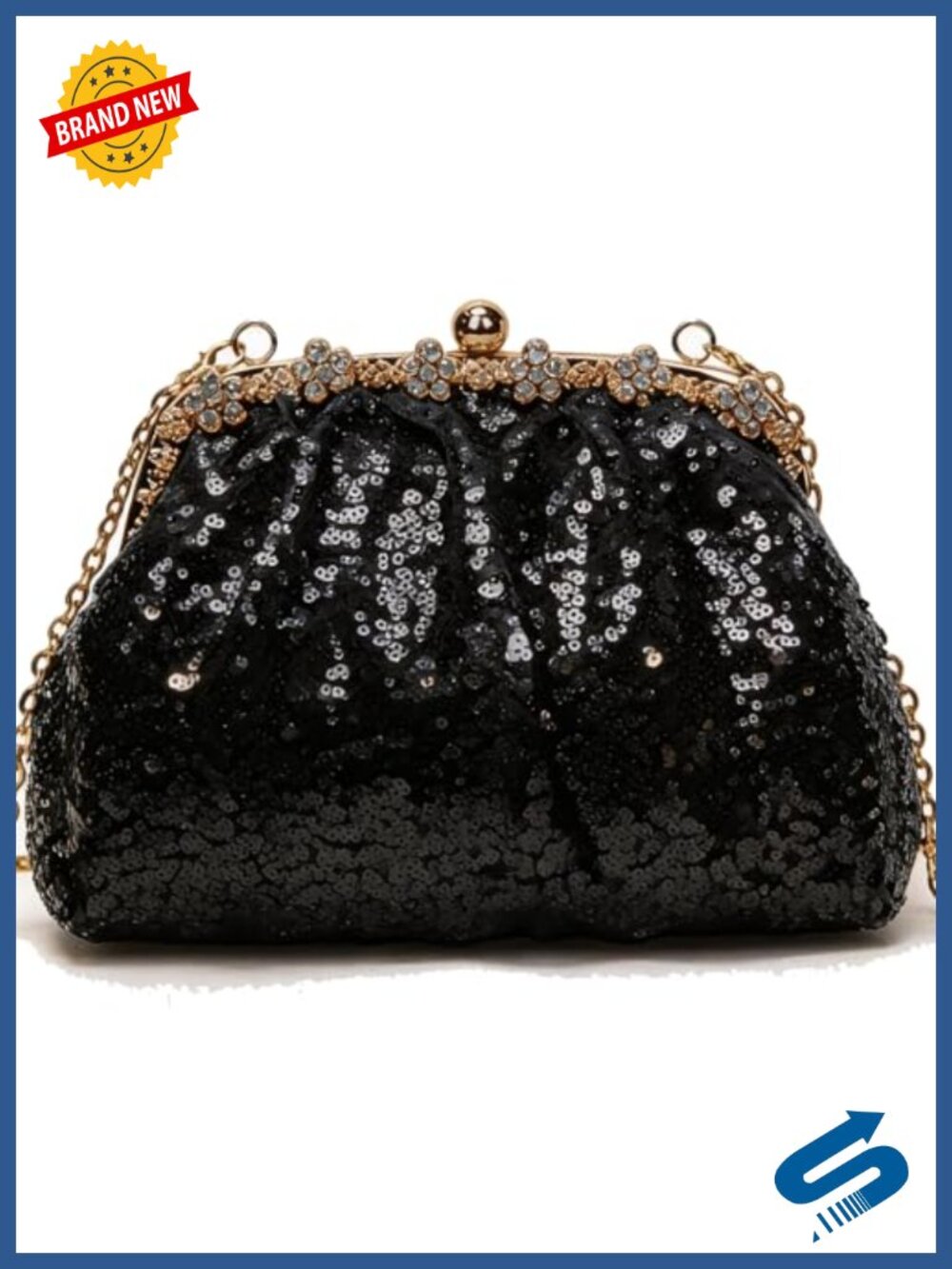 Glitter Sequin Clutch Purse Embellished Evening Bag Party Cocktail Wedding